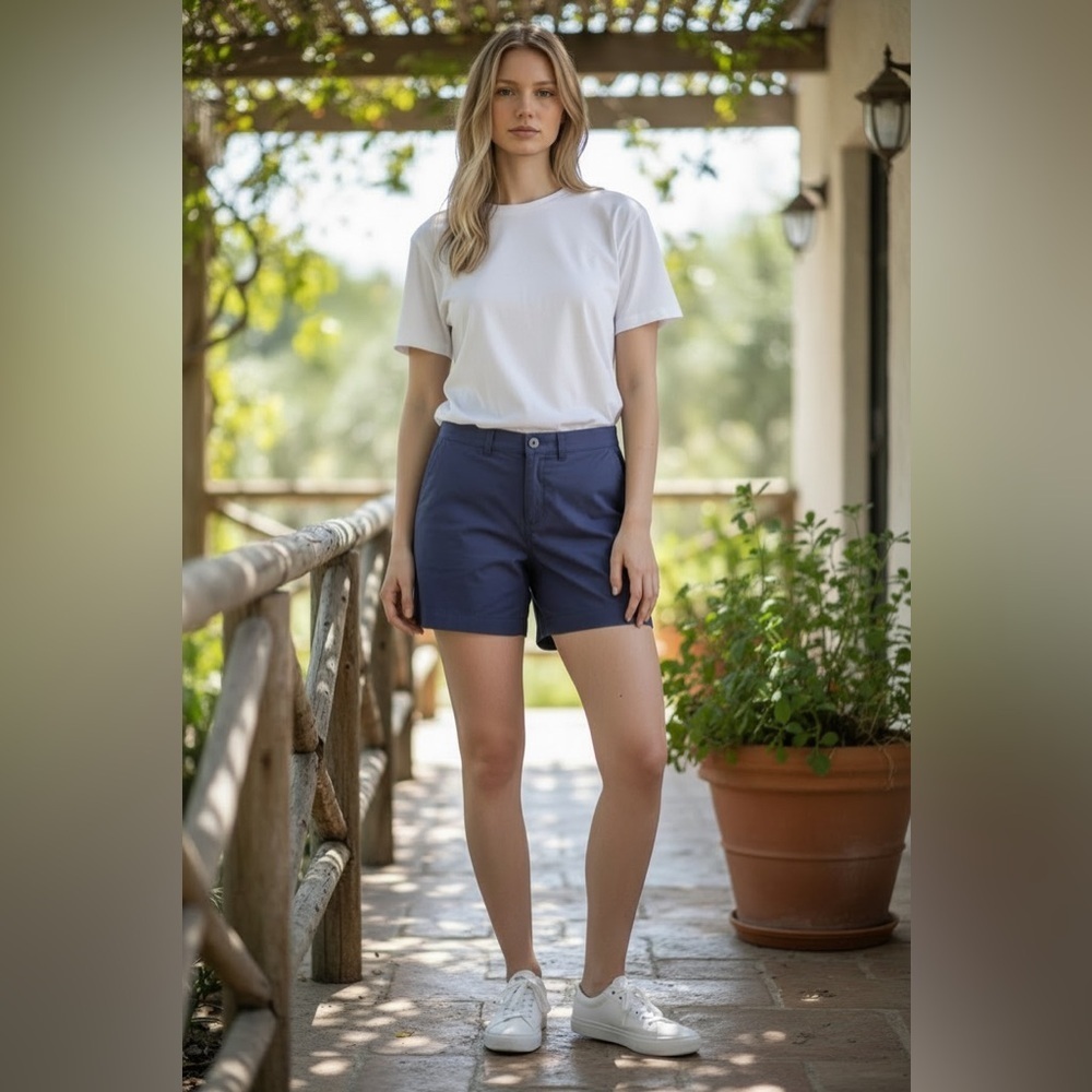 Casual Lavender Cotton Blend Purple Shorts With Pockets - Size 8